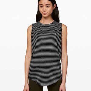 Lululemon Brunswick Muscle Tank Modern Stripe Heathered Black White